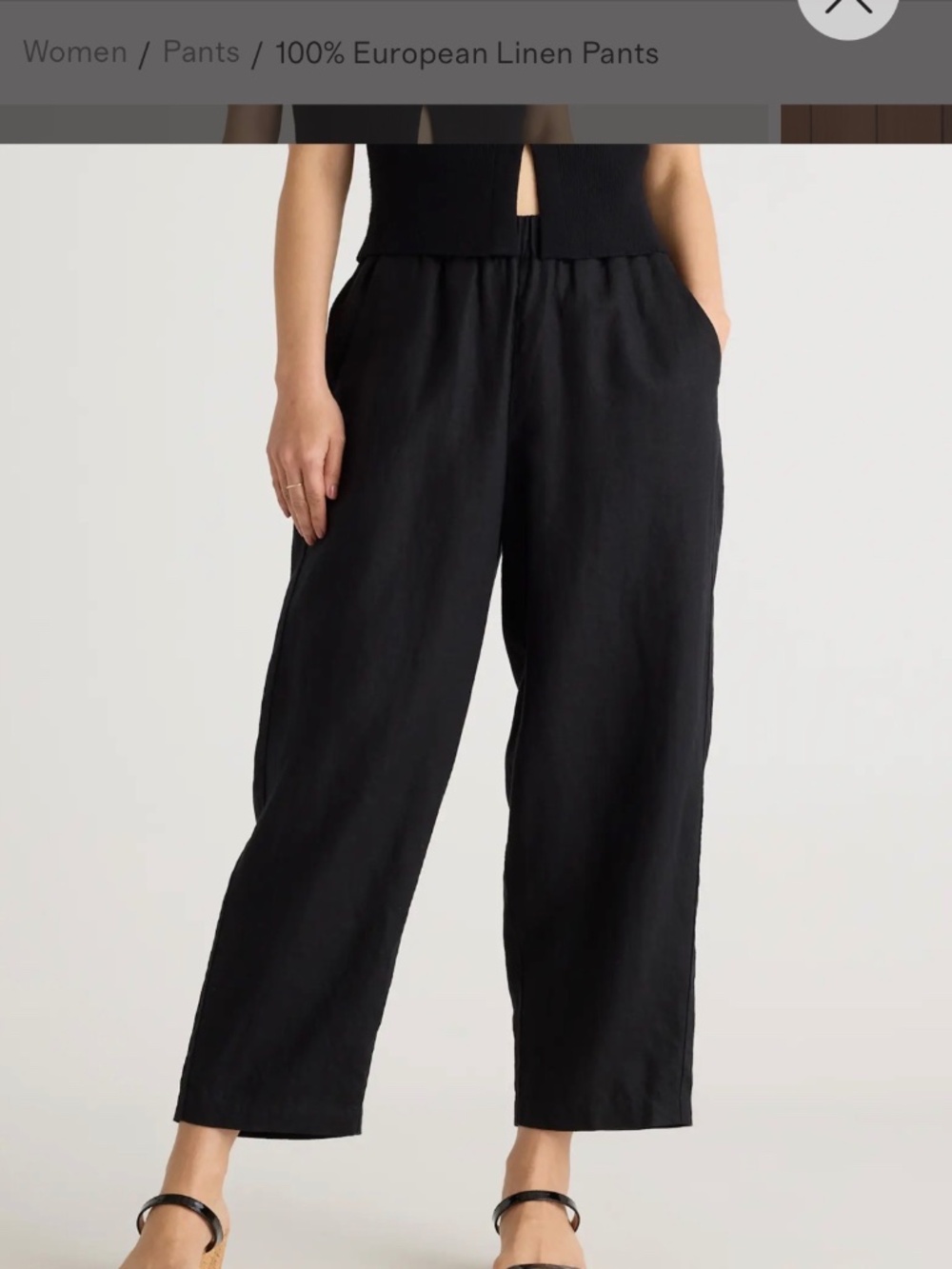 Quince European linen wide leg pants in dark blue M